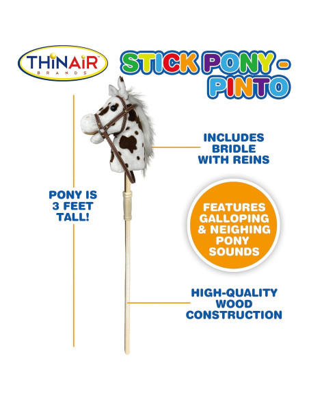 Caballo de Palo Nature Bound Pinto - Juguete Hecho a Mano 86 cm