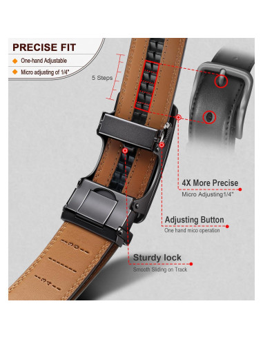 Cinturón Ratchet de Cuero Bulliant para Hombre 3.5 cm Ajustable