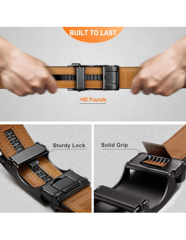 Cinturón Ratchet de Cuero Bulliant para Hombre 3.5 cm Ajustable