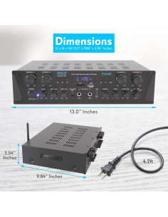 Amplificador de Audio Bluetooth Pyle PTA44BT 500W 4 Canales 2