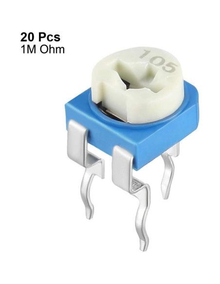 Potenciometro Ajustable 1M Ohm uxcell 20 Pcs Cermet DIP
