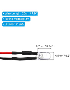 Diodos LED 5mm PATIKIL 12 Pcs 3V Luz Blanca Cálida 2