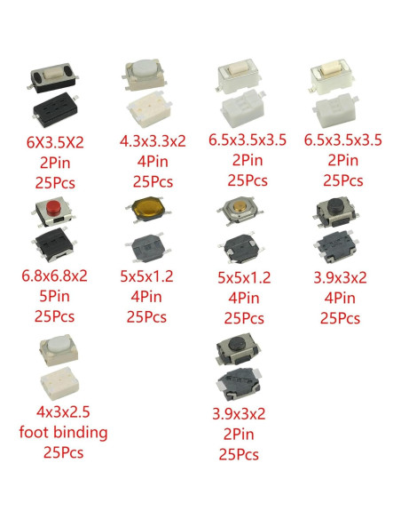 Kit 250 Interruptores Momentáneos Táctiles MTDELE - 10 Valores
