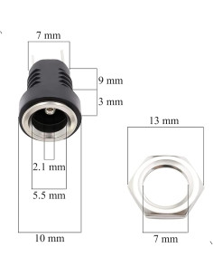 12 Conectores Jack DC 5.5x2.1mm Femenino ThreeBulls 2