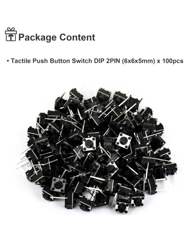 Interruptor Táctil DIP 2 Pin 6x6mm Naughtystarts - Paquete 100