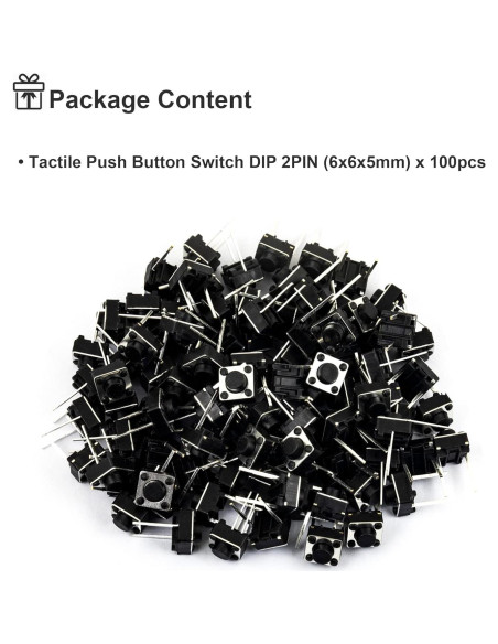 Interruptor Táctil DIP 2 Pin 6x6mm Naughtystarts - Paquete 100