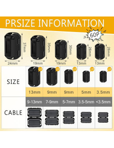 Chokes de Ferrita Windspeed 25 Pcs para Cable 3.5mm a 13mm 2