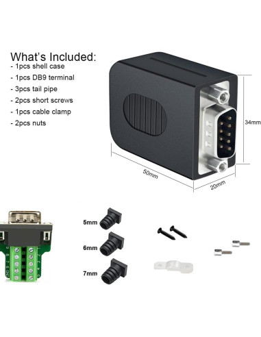 Conector DB9 Macho Sin Soldadura DTECH Kit Adaptador RS232