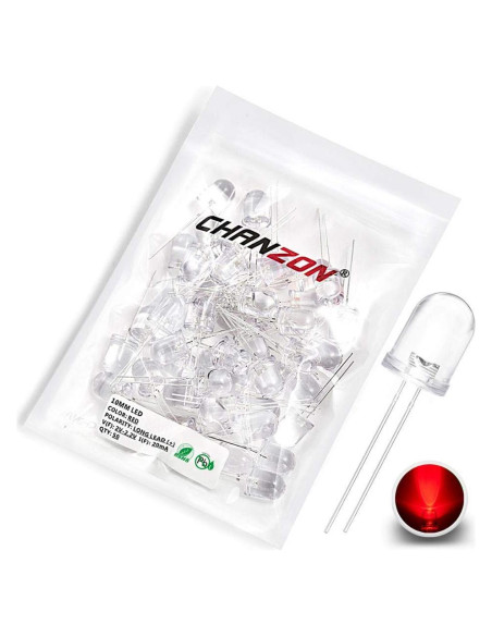 Diodos LED 10mm Rojo Chanzon 50 Piezas 2V 20mA