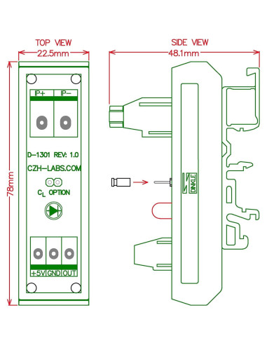 Módulo Sensor Corriente AC/DC DINKLE Montaje Riel DIN 20A