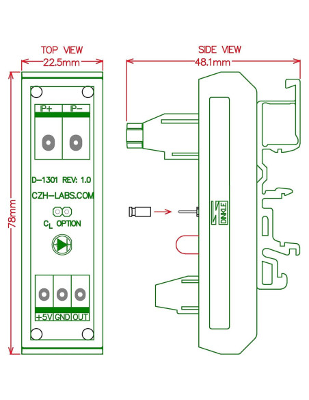 Módulo Sensor Corriente AC/DC DINKLE Montaje Riel DIN 20A