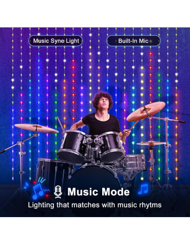 Luces de Cortina Inteligentes LED 2m x 2m Linhai Dema RGB