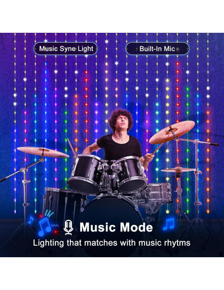 Luces de Cortina Inteligentes LED 2m x 2m Linhai Dema RGB