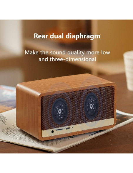 Altavoz Bluetooth Retro Radio FM 10W Batería 2600mAh Amarillo