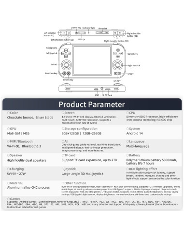 Consola de Juegos Portátil Anbernic RG477M 4.7" Aluminio CNC