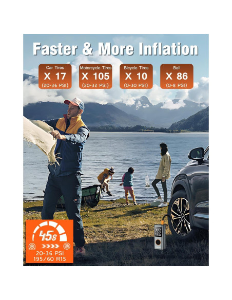 Bomba de Aire Portátil OneNTech 20000mAh 12V con Apagado Automático