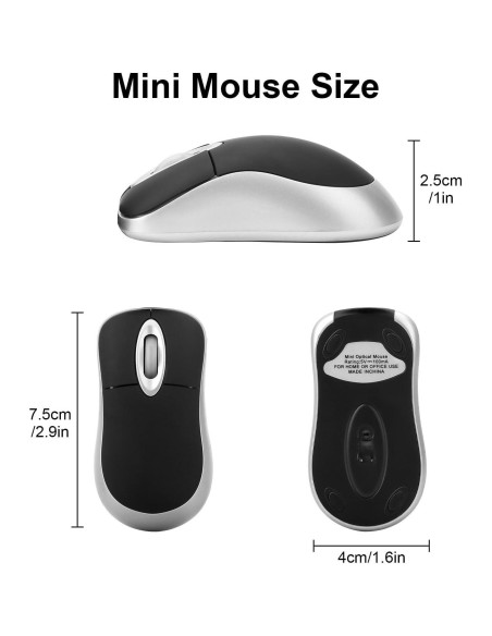 EEEKit Mini Ratón USB-C con Cable Retráctil 1600 DPI Negro