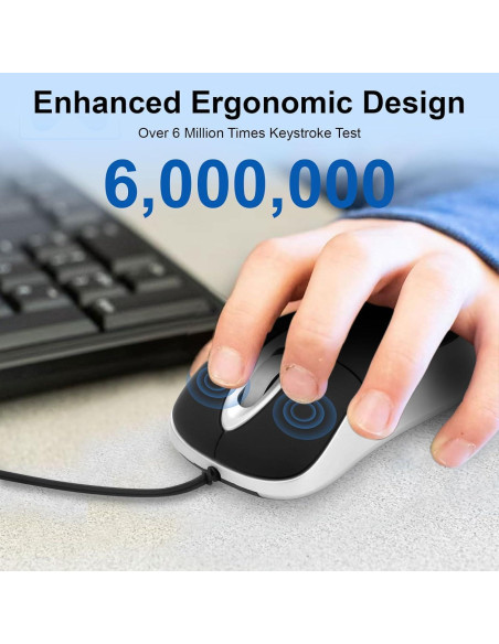 EEEKit Mini Ratón USB-C con Cable Retráctil 1600 DPI Negro