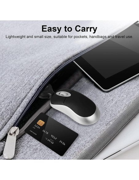 EEEKit Mini Ratón USB-C con Cable Retráctil 1600 DPI Negro