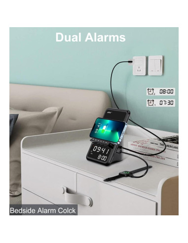 Estación de Carga Inalámbrica AFK BT512-012 con Altavoz y Reloj