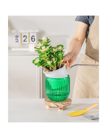 Macetas Autorriego Melphoe 13.5 cm Esmeralda para Plantas