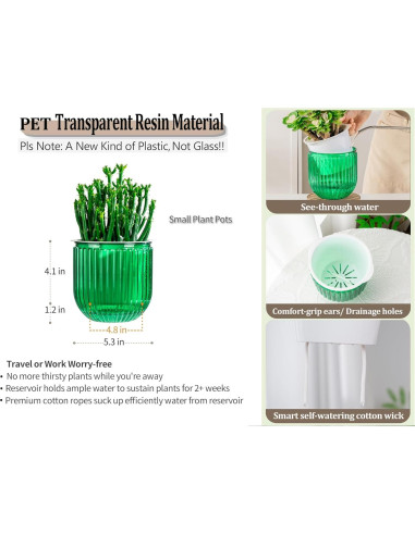 Macetas Autorriego Melphoe 13.5 cm Esmeralda para Plantas