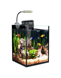 Acuario de Vidrio Nano 1.5 Galones Craftsboys con Filtro y Luz LED