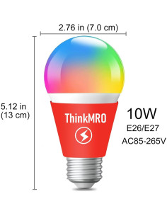 Bombillas LED RGBW ThinkMRO 10W E27, Paquete de 2 2