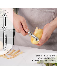 Pelador de Verduras MAD SHARK DJGP804 Acero Inoxidable 2 en 1 2