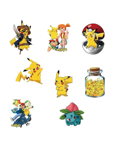 50 Calcomanías de Pokemon RUBANG Impermeables para Laptop y Bicicleta