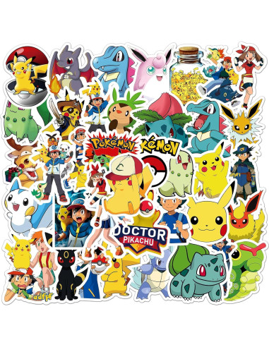 50 Calcomanías de Pokemon RUBANG Impermeables para Laptop y Bicicleta