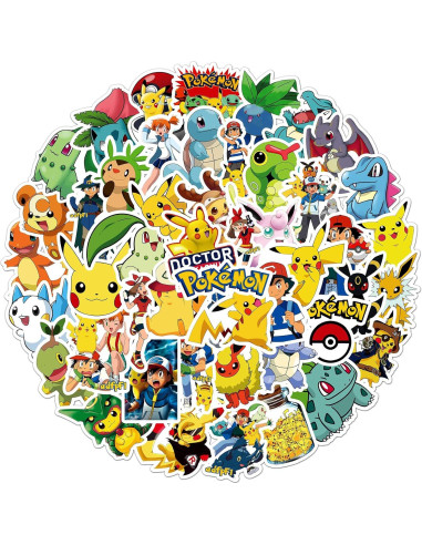 50 Calcomanías de Pokemon RUBANG Impermeables para Laptop y Bicicleta