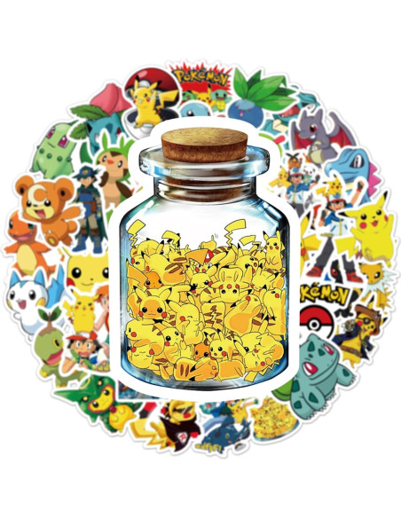 50 Calcomanías de Pokemon RUBANG Impermeables para Laptop y Bicicleta