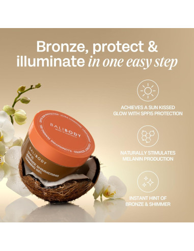 Gel Bronceador Brillante Bali Body SPF 15 - Aroma a Coco