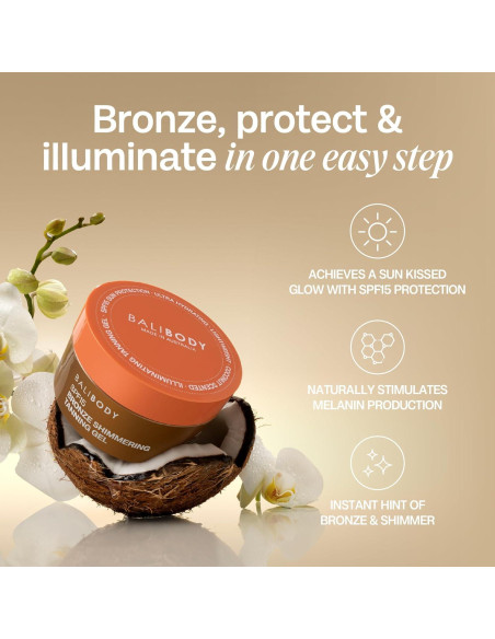 Gel Bronceador Brillante Bali Body SPF 15 - Aroma a Coco