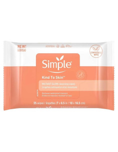Toallitas Limpiadoras Faciales Simple Brillo Instantáneo 25 Unidades