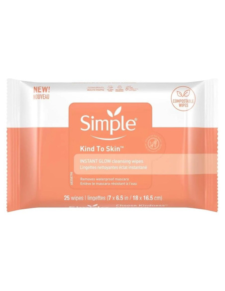 Toallitas Limpiadoras Faciales Simple Brillo Instantáneo 25 Unidades