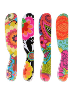 Juego de 4 Espátulas de Melamina French Bull 15 cm Floral