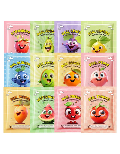 Set de 12 Máscaras Faciales ZARICS para Niños - Hidratación y Cuidado