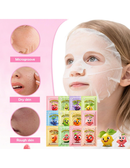 Set de 12 Máscaras Faciales ZARICS para Niños - Hidratación y Cuidado
