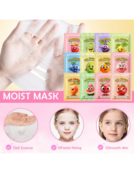 Set de 12 Máscaras Faciales ZARICS para Niños - Hidratación y Cuidado