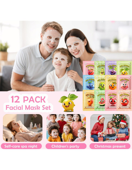 Set de 12 Máscaras Faciales ZARICS para Niños - Hidratación y Cuidado