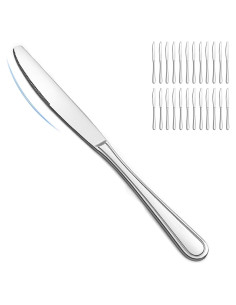 BEWOS Juego de 24 Cuchillos de Cena de Acero Inoxidable 22.6 cm