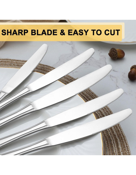 BEWOS Juego de 24 Cuchillos de Cena de Acero Inoxidable 22.6 cm