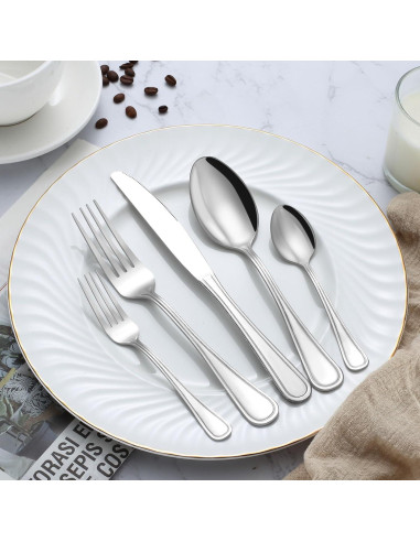 BEWOS Juego de 24 Cuchillos de Cena de Acero Inoxidable 22.6 cm