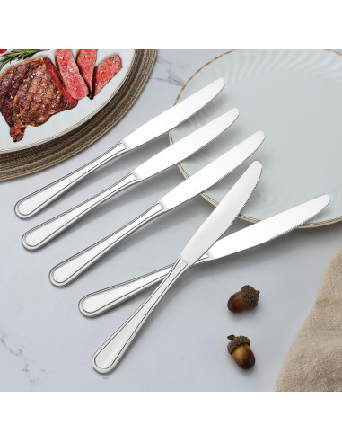 BEWOS Juego de 24 Cuchillos de Cena de Acero Inoxidable 22.6 cm