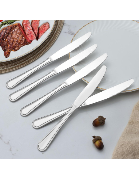 BEWOS Juego de 24 Cuchillos de Cena de Acero Inoxidable 22.6 cm