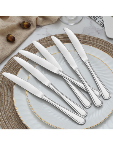 BEWOS Juego de 24 Cuchillos de Cena de Acero Inoxidable 22.6 cm