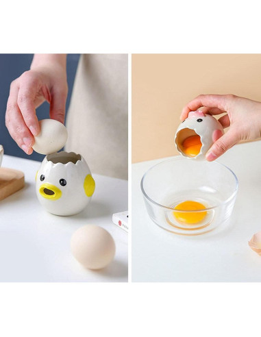 Separador de Huevos Cerámica Pollo Vomitador AMZWISH Amarillo