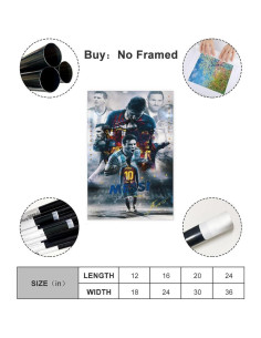 Póster de Lienzo Messi 30x45 cm Arte Moderno Decorativo 2